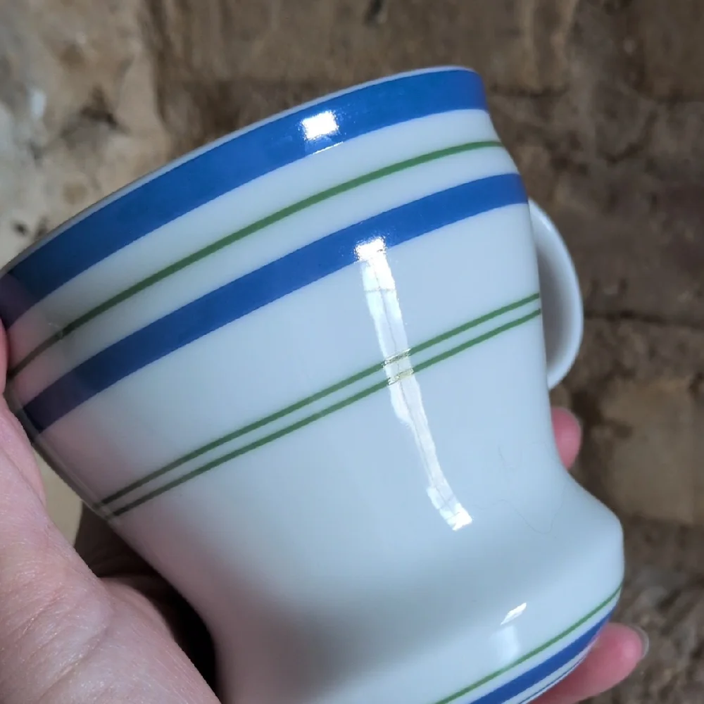 STARBUCKS I 2007 12 oz  Blue and Green Striped Ceramic Retro Diner Style Mug - Picture 8 of 10